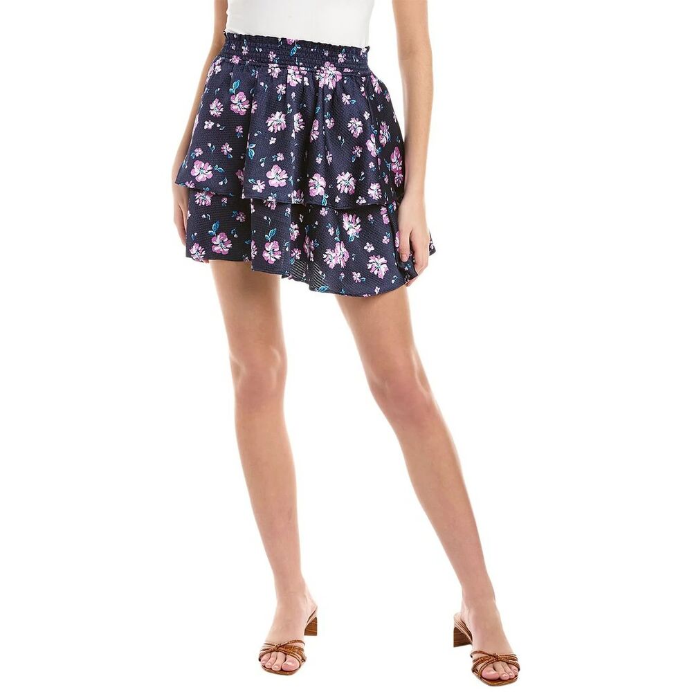 Draper James Nassau Floral Tired Mini Skirt In Zinnia M